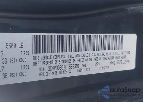 2015 Dodge Journey Sxt z USA, uszkodzony, nr VIN 3C4PDDBG0F7593391